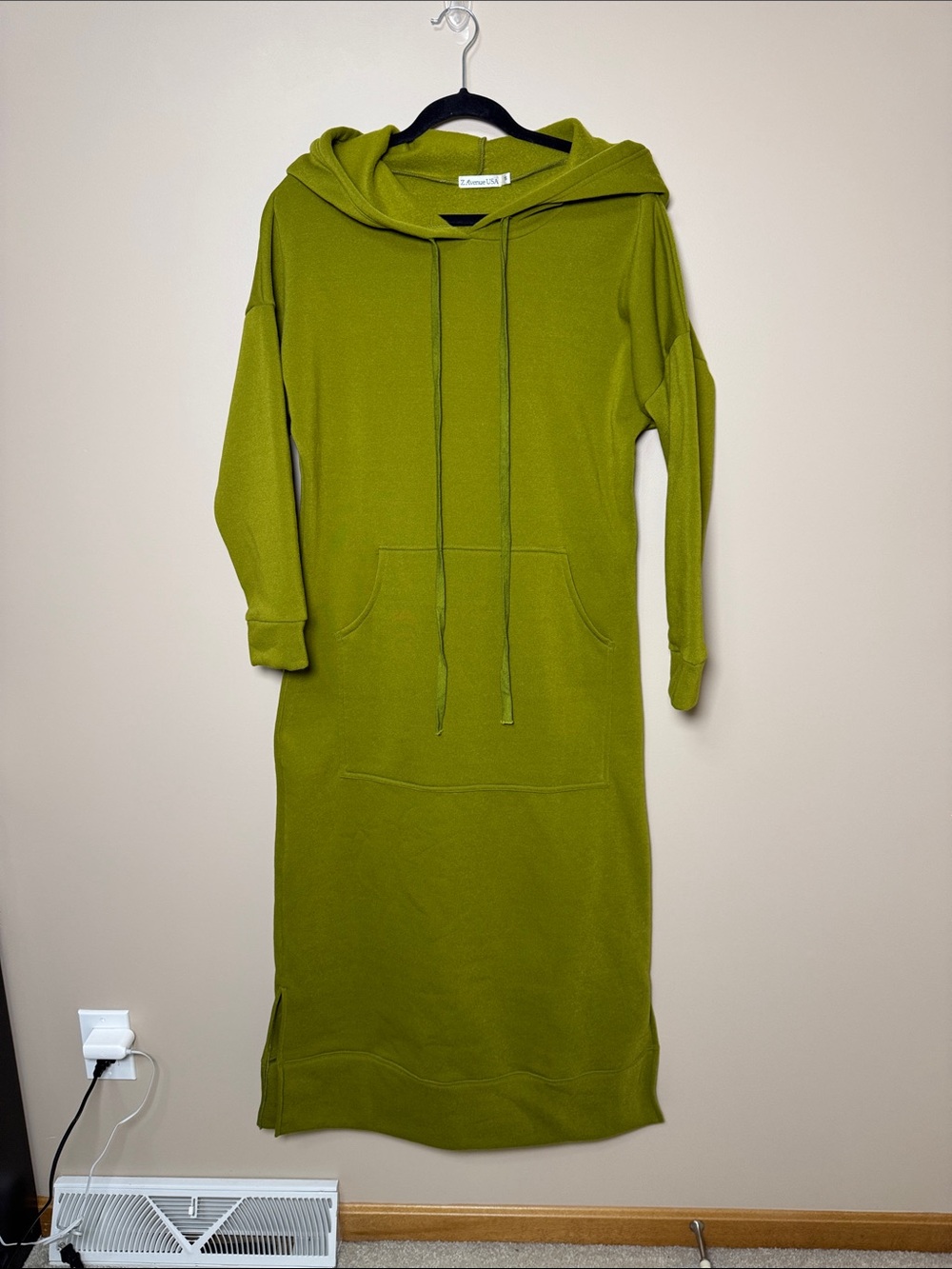 Olive Green Hoodie Sweater Dress